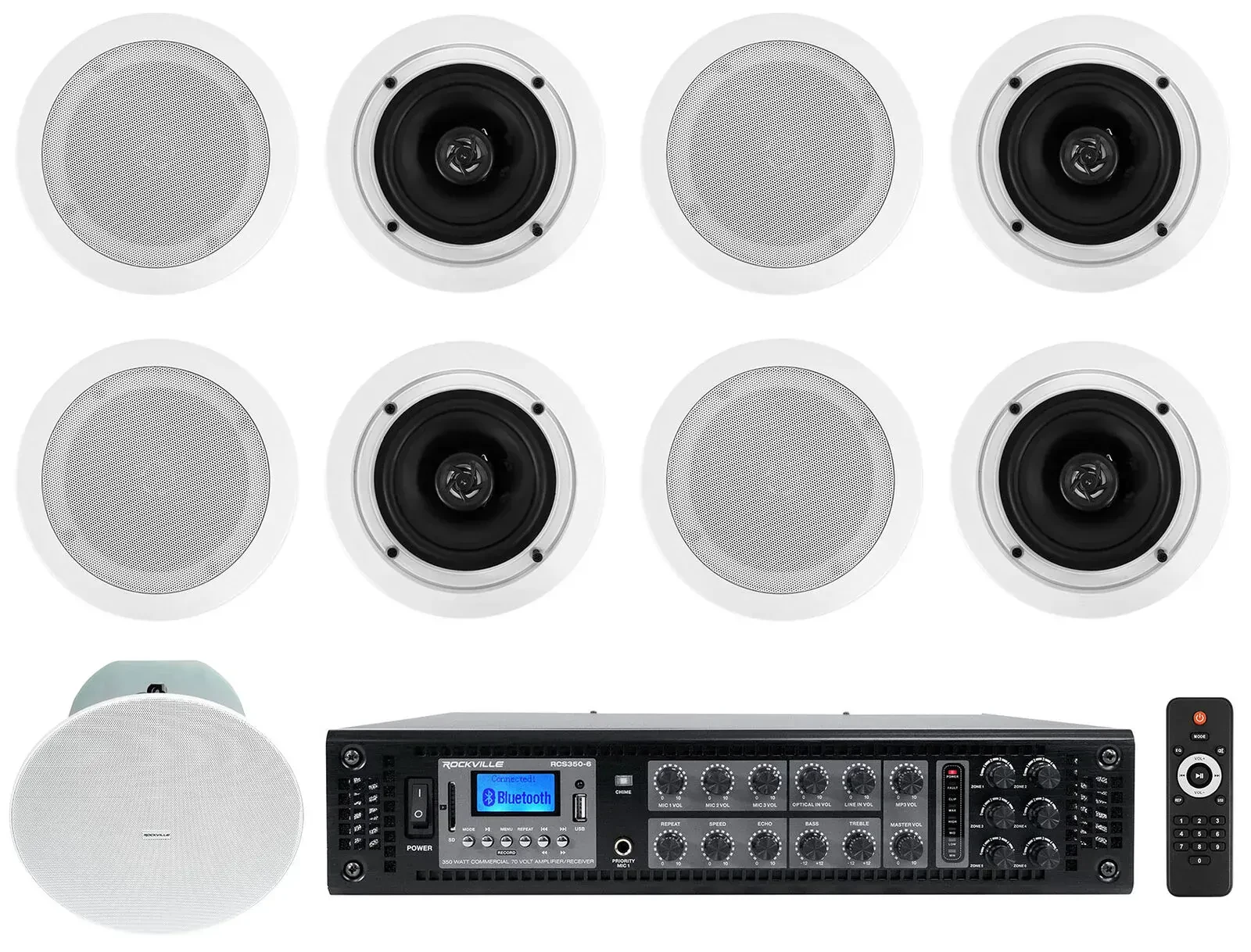 Трансляционный усилитель Rockville RCS350-6 Black с комплектом акустики