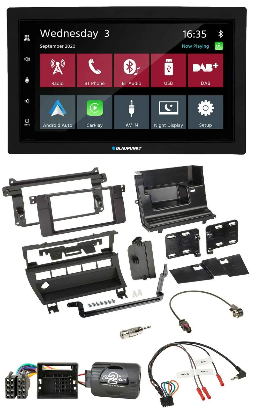 Blaupunkt DAB Bluetooth USB Lenkrad 2DIN Autoradio für BMW 3er 2001-2006 5 Schal