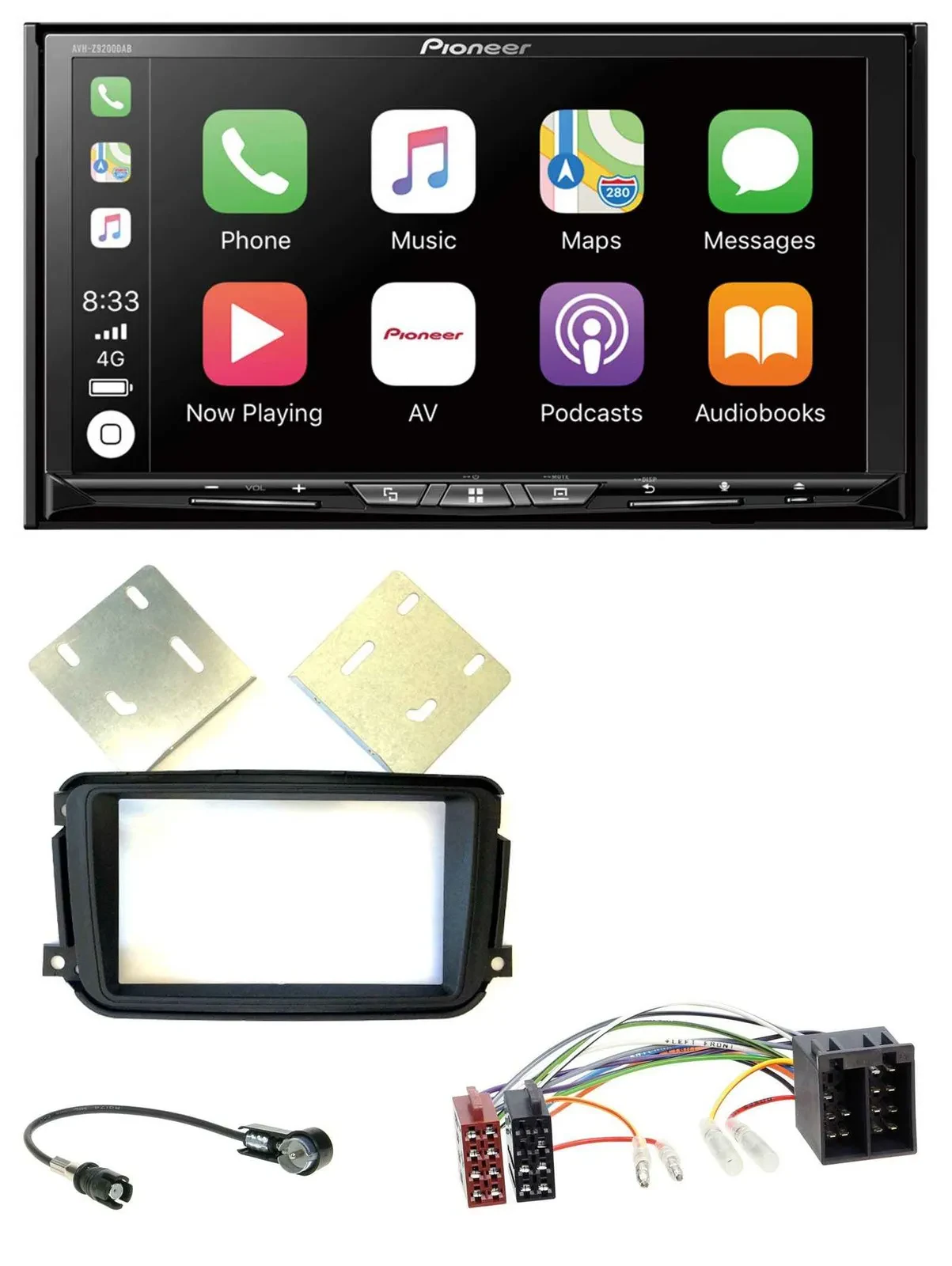 Pioneer 2DIN MP3 USB DAB DVD Bluetooth Autoradio für Smart ForTwo 2010-2015 ISO