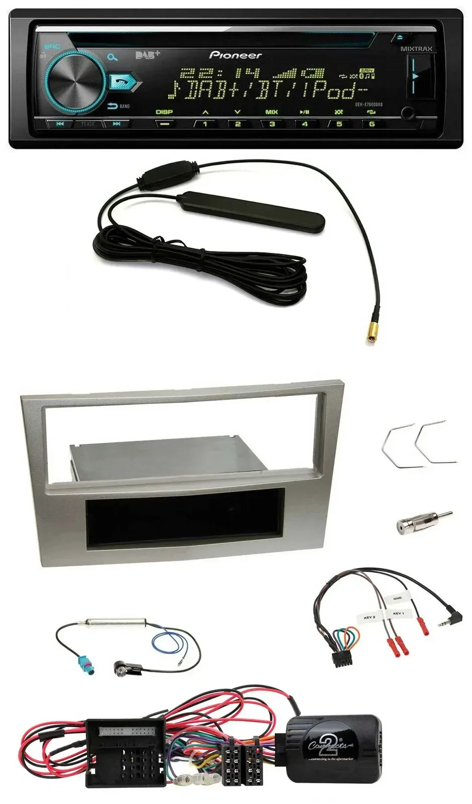 Автомагнитола для Opel Corsa D Pioneer CD/MP3, DAB, USB, поддержка кнопок на руле, satin-stone (2009–2014)