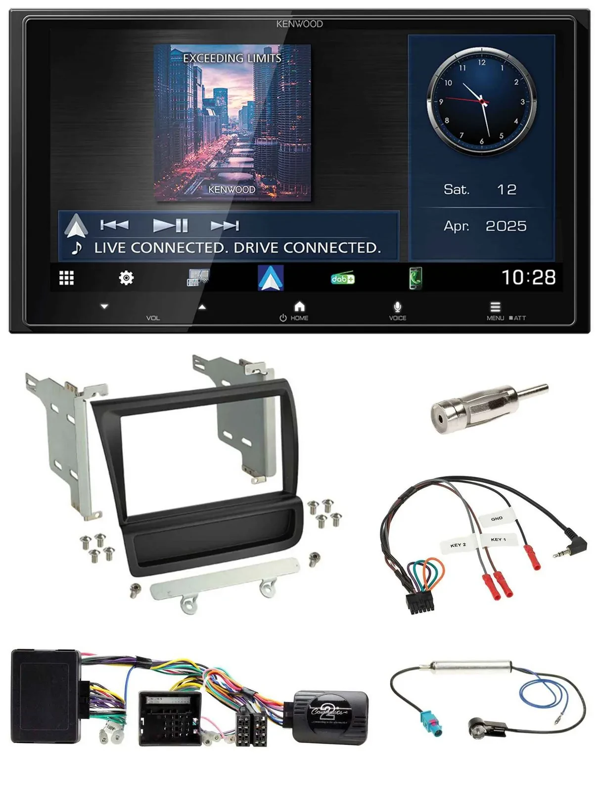 Автомагнитола для Audi R8 (2006–2015) Kenwood 2DIN, Bluetooth, USB, DAB, поддержка управления на руле
