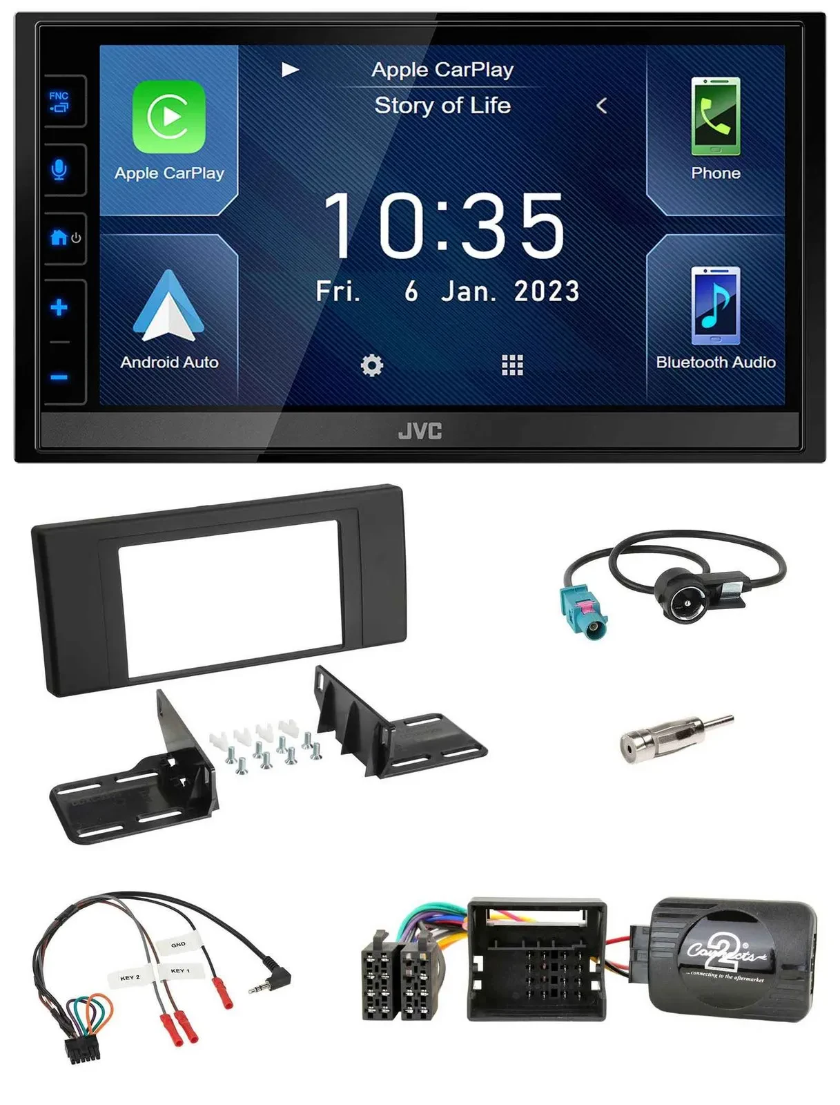 JVC DAB Bluetooth Lenkrad USB 2DIN Autoradio für BMW X5 E53 2000-2006