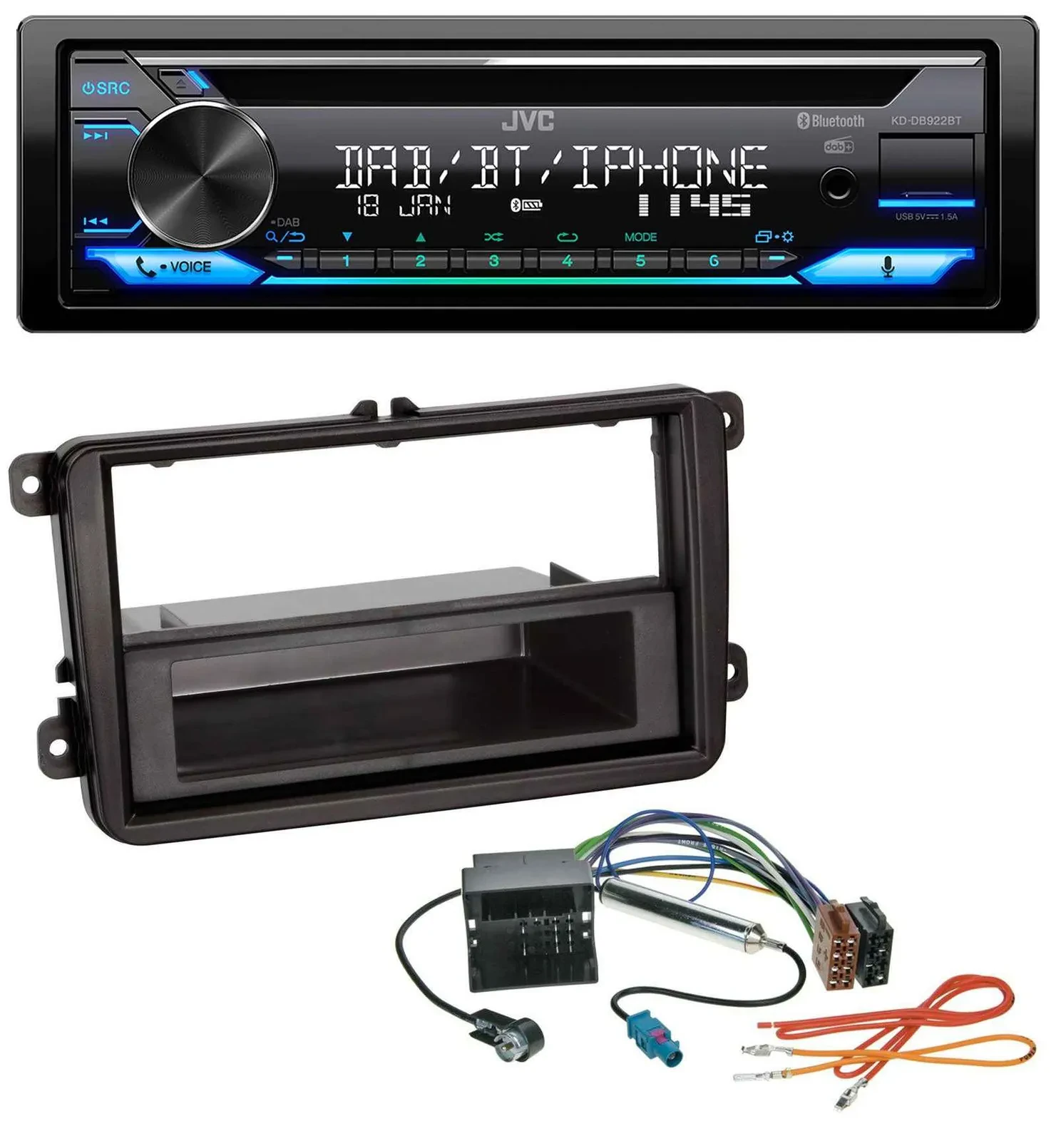 Автомагнитола JVC Bluetooth MP3 USB DAB CD для VW Amarok, Beetle, EOS (с 2006)