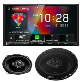 Kenwood DMX9708S Digital Multimedia Receiver + 6x9" Coaxial Car Speakers