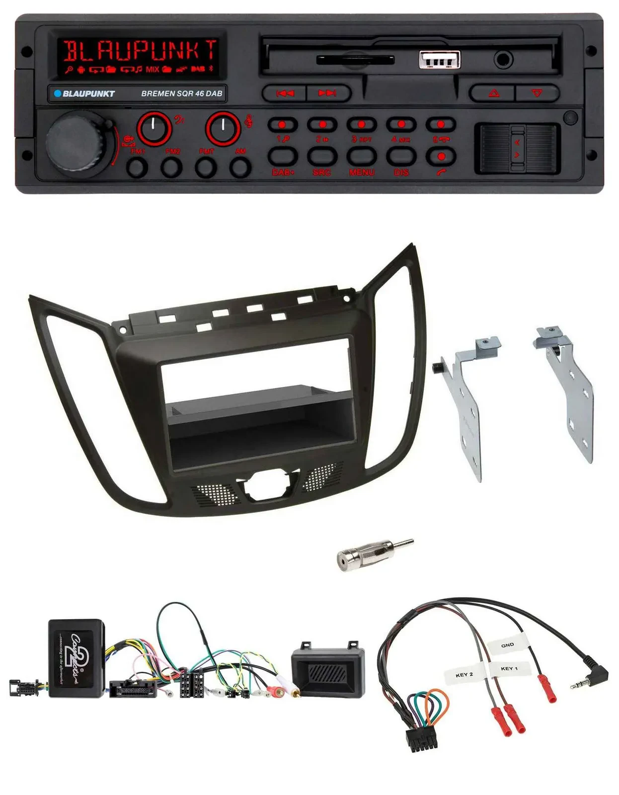 Blaupunkt SD Lenkrad USB Bluetooth DAB Autoradio für Ford C-Max Kuga braun