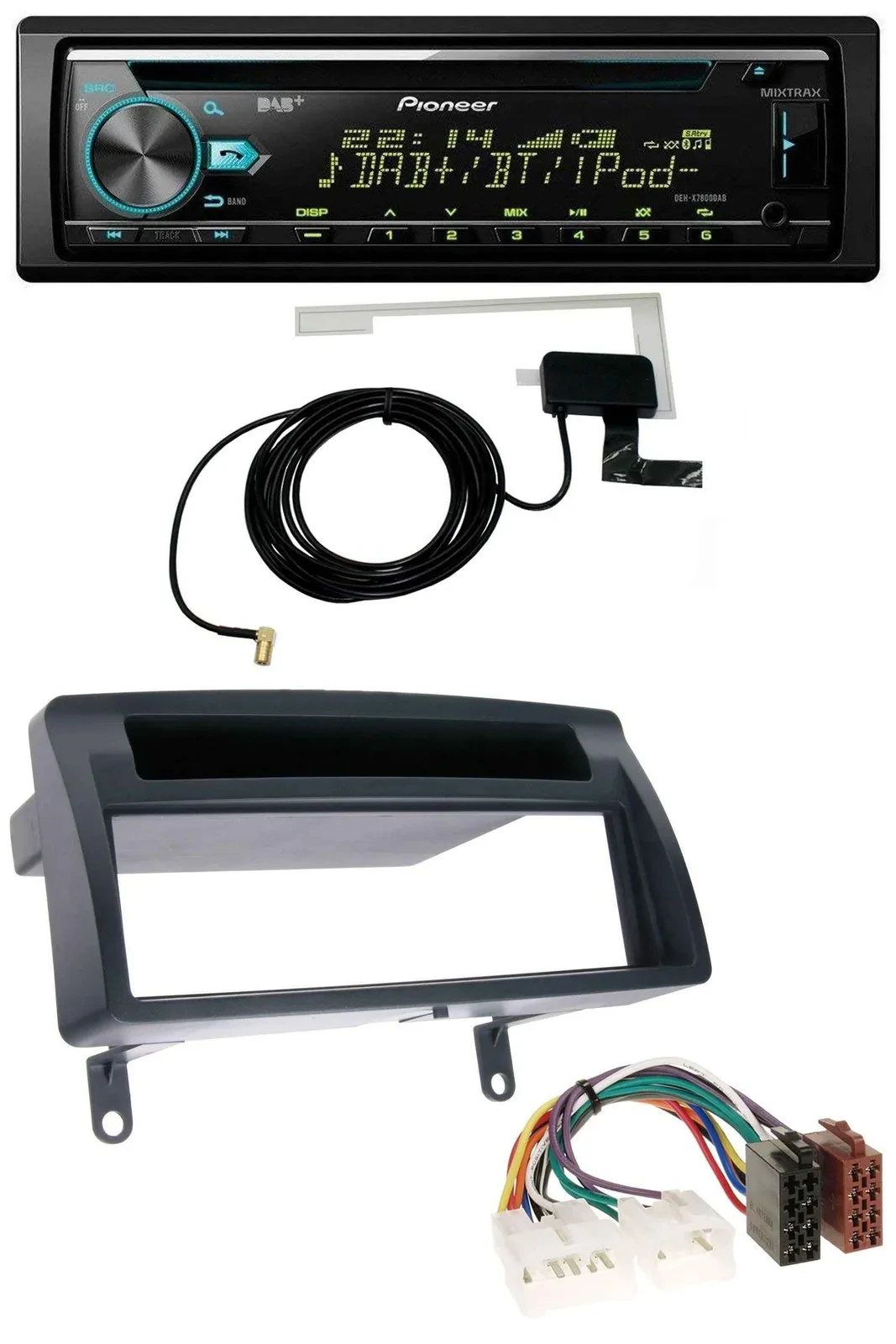 Автомагнитола для Toyota Corolla E12 (2003–2008) Pioneer CD, USB, AUX, MP3, DAB, тёмно-серая