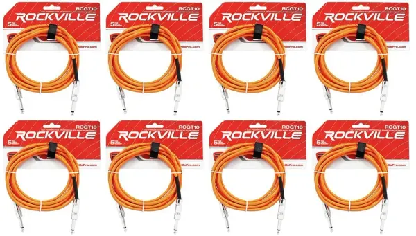 Инструментальный кабель Rockville RCGT10O Orange 3 м (8 штук)