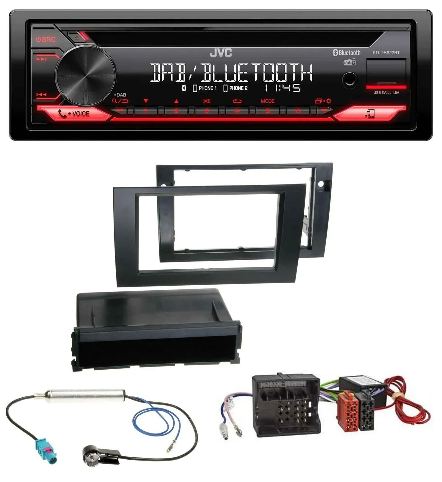 JVC CD DAB USB Bluetooth MP3 Autoradio für Audi A4 B7 04-08 Symphony Aktivsystem