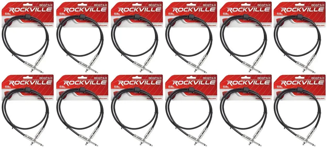 Инструментальный кабель Rockville RCGT3.0B Black 0.9 м (12 штук)