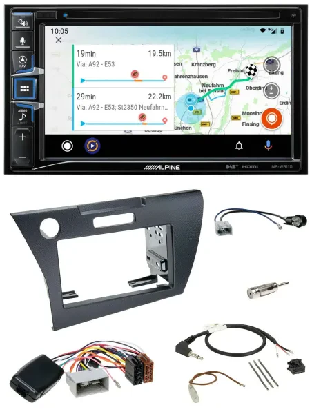 Alpine Bluetooth TMC USB DAB 2DIN Lenkrad Navigation für Honda CR-Z 2010-2013