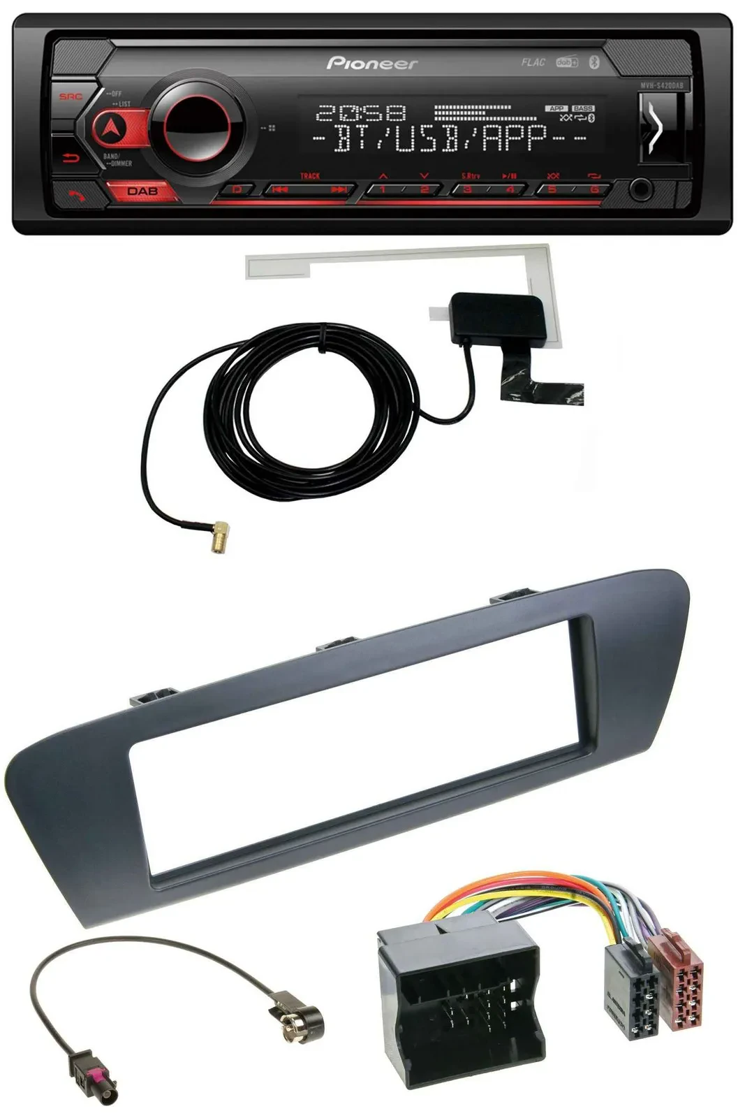 Pioneer DAB USB MP3 Bluetooth Autoradio für Renault Scenic (ab 12) - grau