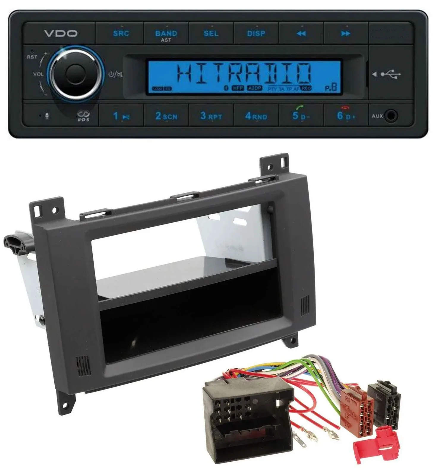 VDO AUX Bluetooth USB MP3 Autoradio für Mercedes A- B-Klasse Vito rubbertouch-sc