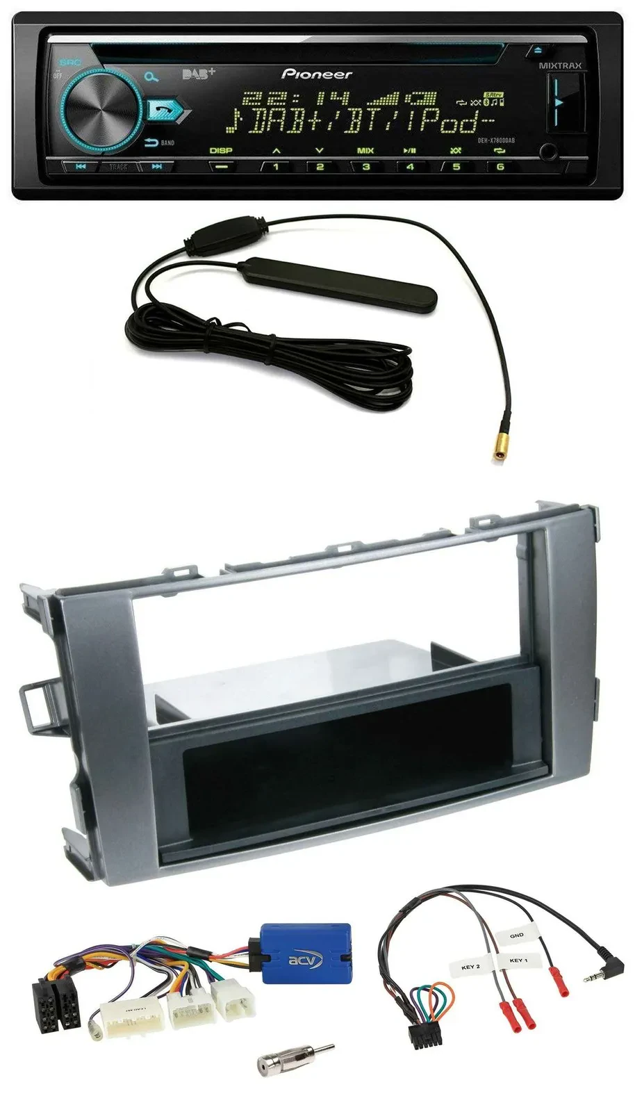 Автомагнитола Pioneer для Toyota Auris 2011–2012, CD/MP3, DAB, USB, антрацитовый