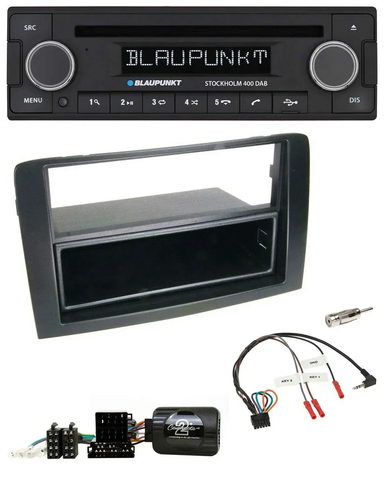 Автомагнитола Blaupunkt Bluetooth, DAB, CD, USB черная для Fiat Idea 2006–2012
