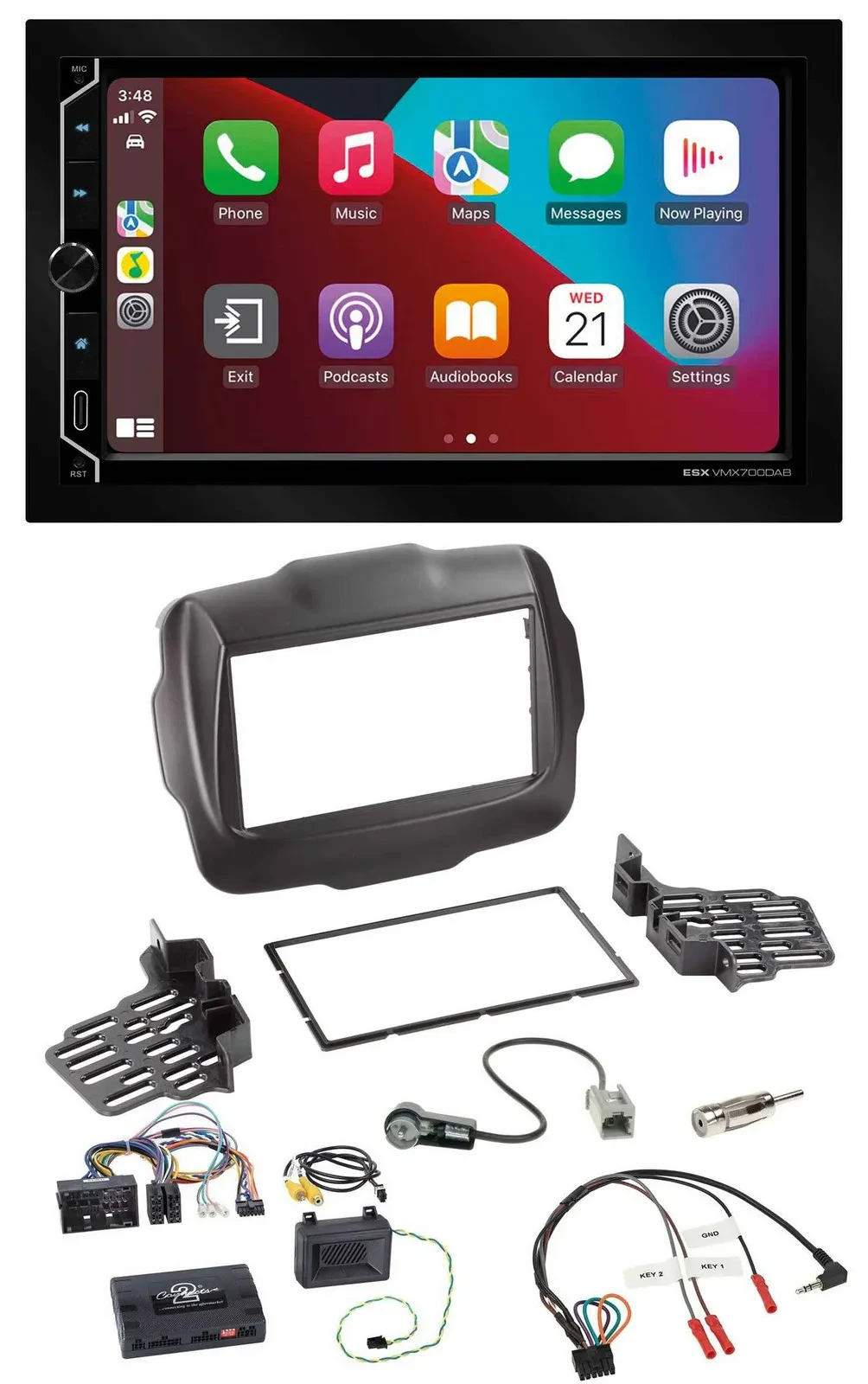 ESX 2DIN DAB USB Lenkrad Bluetooth Autoradio für Jeep Renegade ab 2015