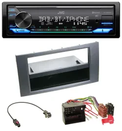 Автомагнитола JVC Bluetooth DAB USB MP3 для Ford Fiesta/Focus (2004–2008), антрацит