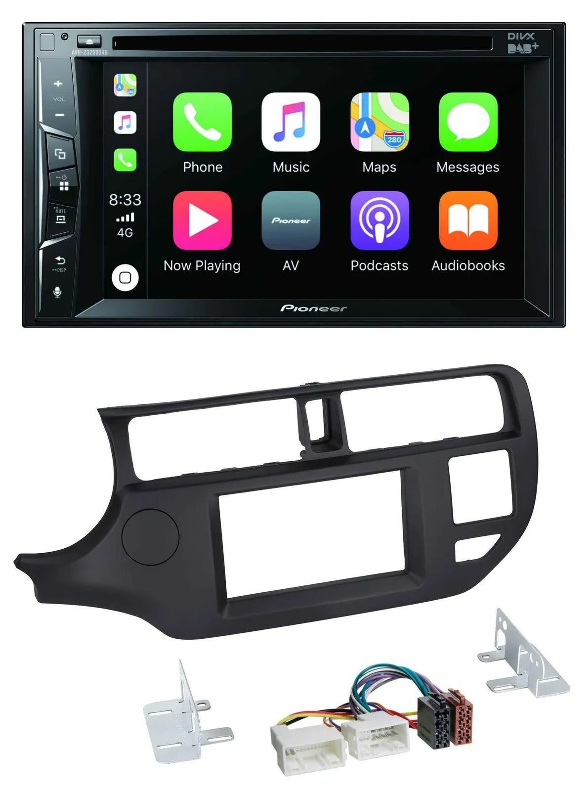 Pioneer MP3 USB DVD Bluetooth DAB 2DIN Autoradio für Kia Rio 11-14 UB schwarz