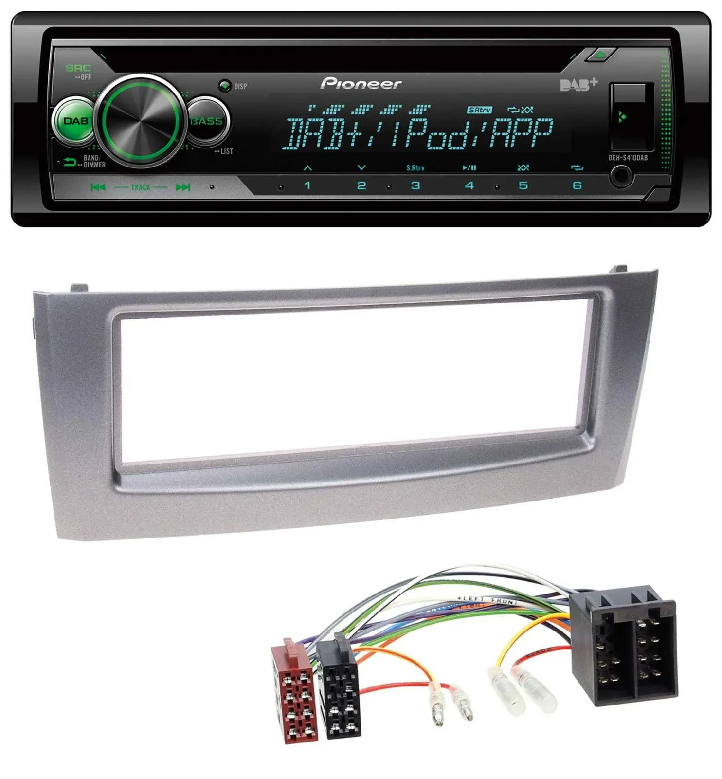 Pioneer USB MP3 DAB AUX CD Autoradio für Fiat Punto Grande Punto ab 05 grau