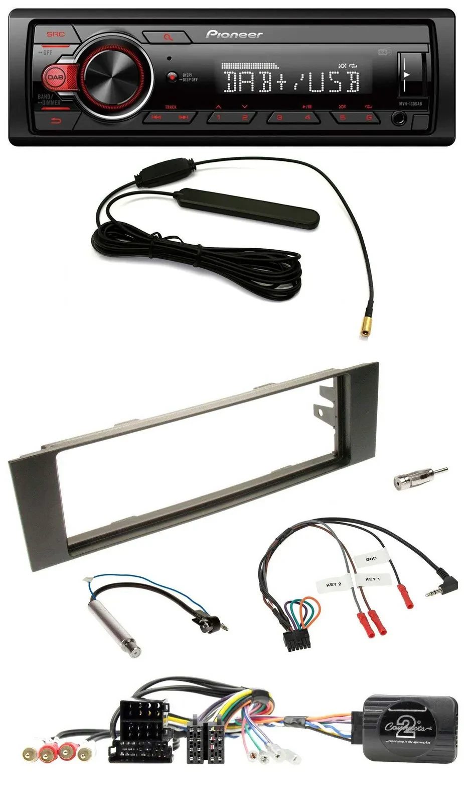 Автомагнитола Pioneer 1 DIN, MP3, DAB, USB, для Audi A3 (2003–2006), поддержка кнопок на руле