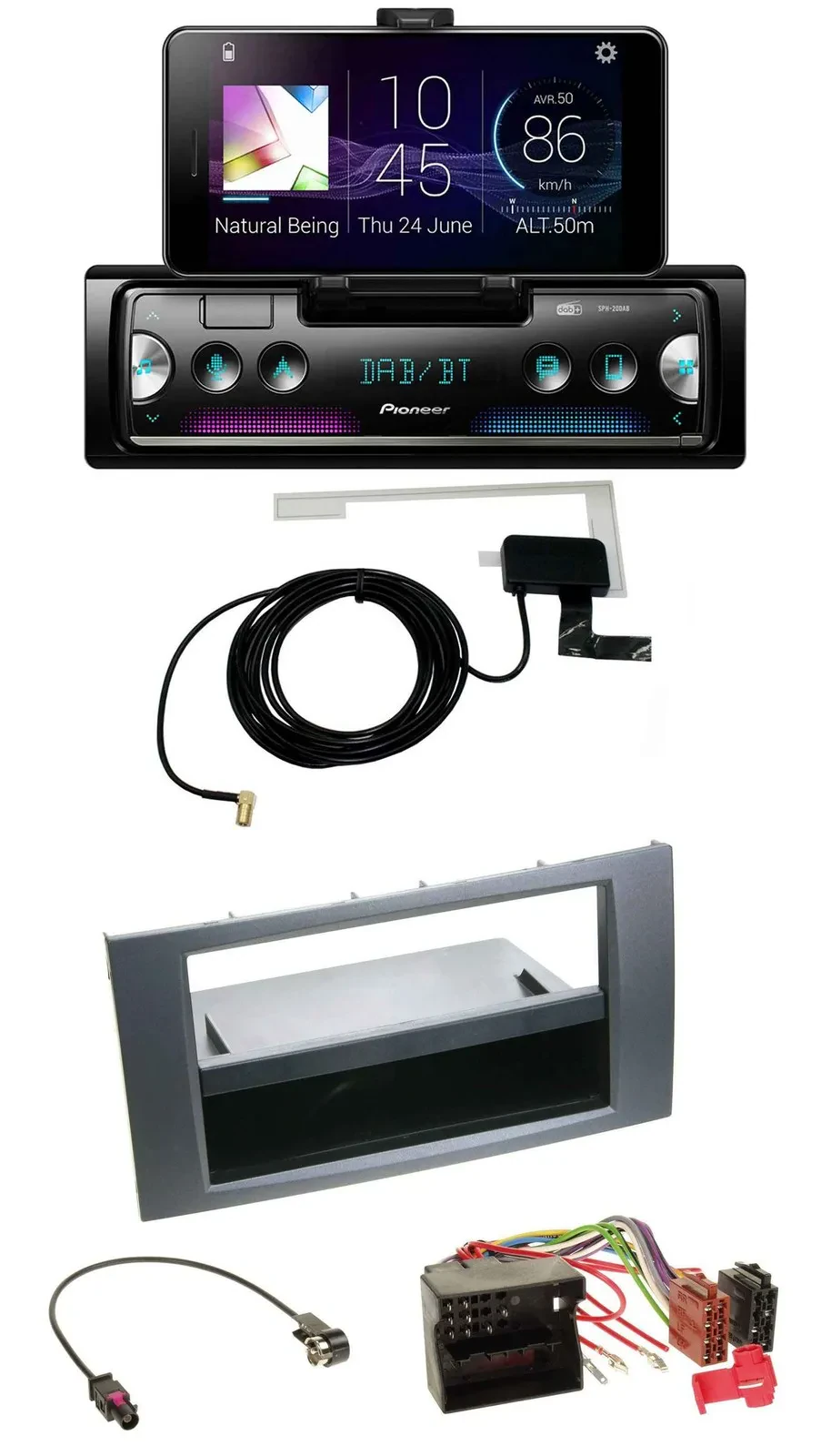 Pioneer DAB Bluetooth MP3 USB Autoradio für Ford Fiesta Focus 04-08 anthrazit