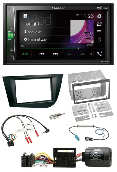 Pioneer 2DIN Lenkrad DAB USB Bluetooth Autoradio für Seat Leon 2005-2009 schwarz