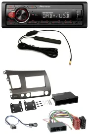 Pioneer MP3 DAB 1DIN AUX USB Autoradio für Honda Civic Hybrid FD3 06-10 anthrazi