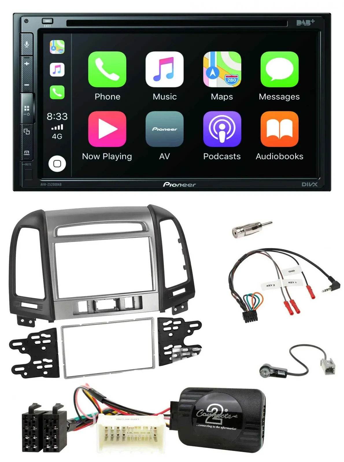 Автомагнитола Pioneer 2DIN DVD DAB Bluetooth USB для Hyundai Santa Fe 3