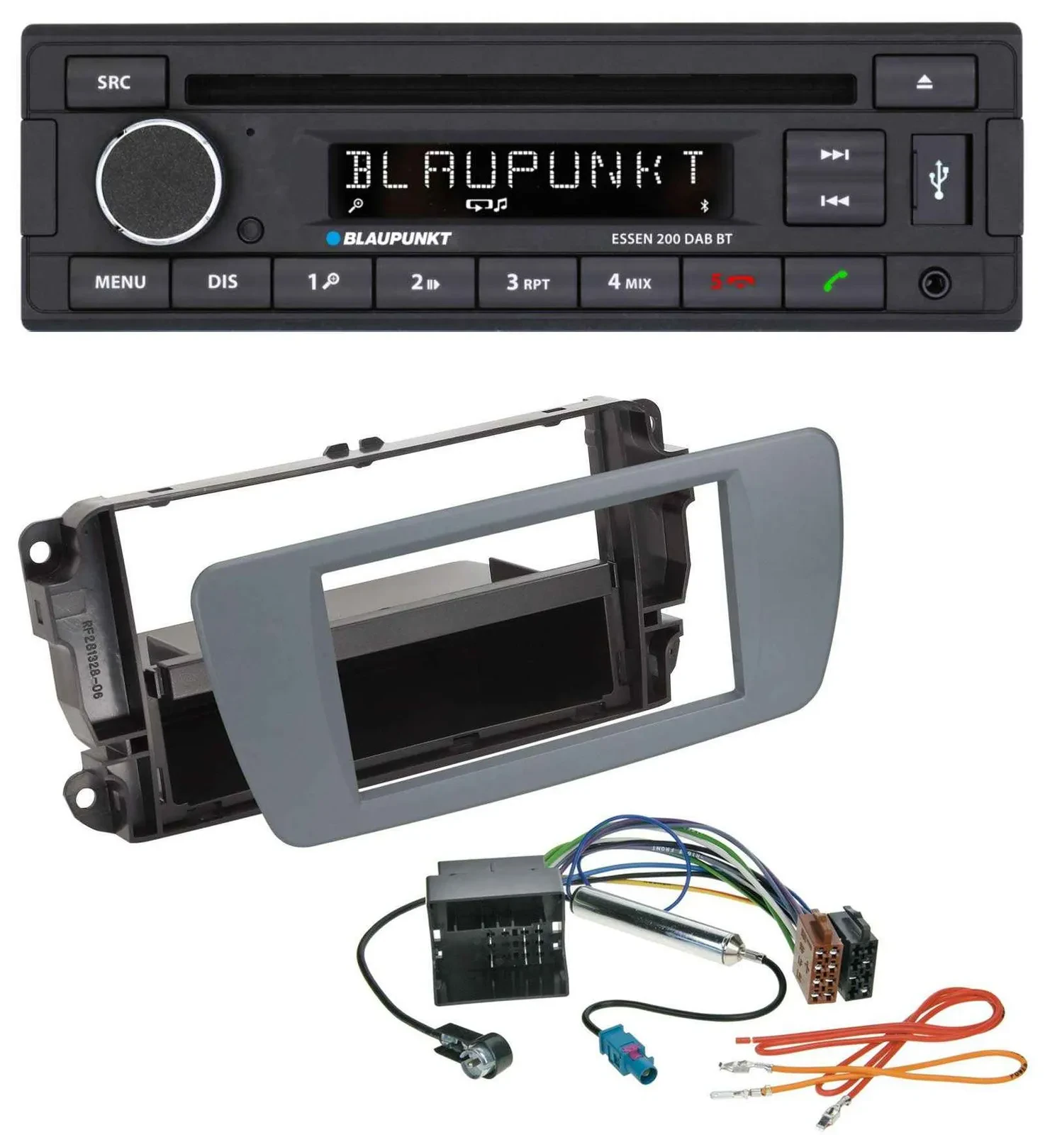 Автомагнитола Blaupunkt USB MP3 Bluetooth DAB CD для Seat Ibiza (с 2008), серый Conemara Grau