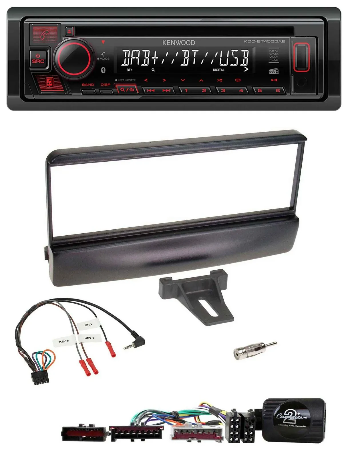 Kenwood Lenkrad CD USB Bluetooth DAB Autoradio für Ford Escort Focus schwarz