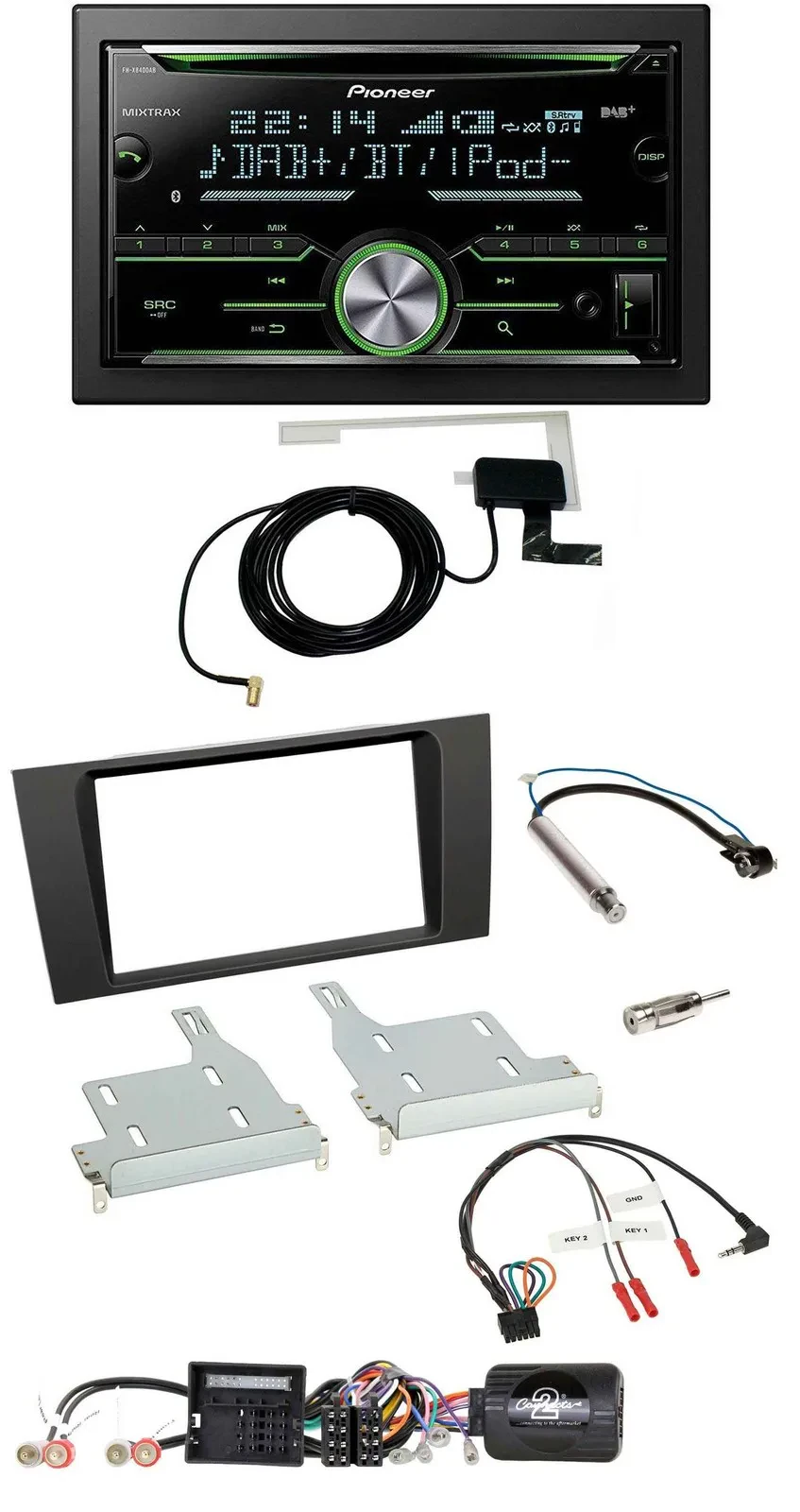 Автомагнитола Pioneer 2DIN CD/USB Bluetooth DAB для Audi A4 (2000–2001), поддержка кнопок на руле