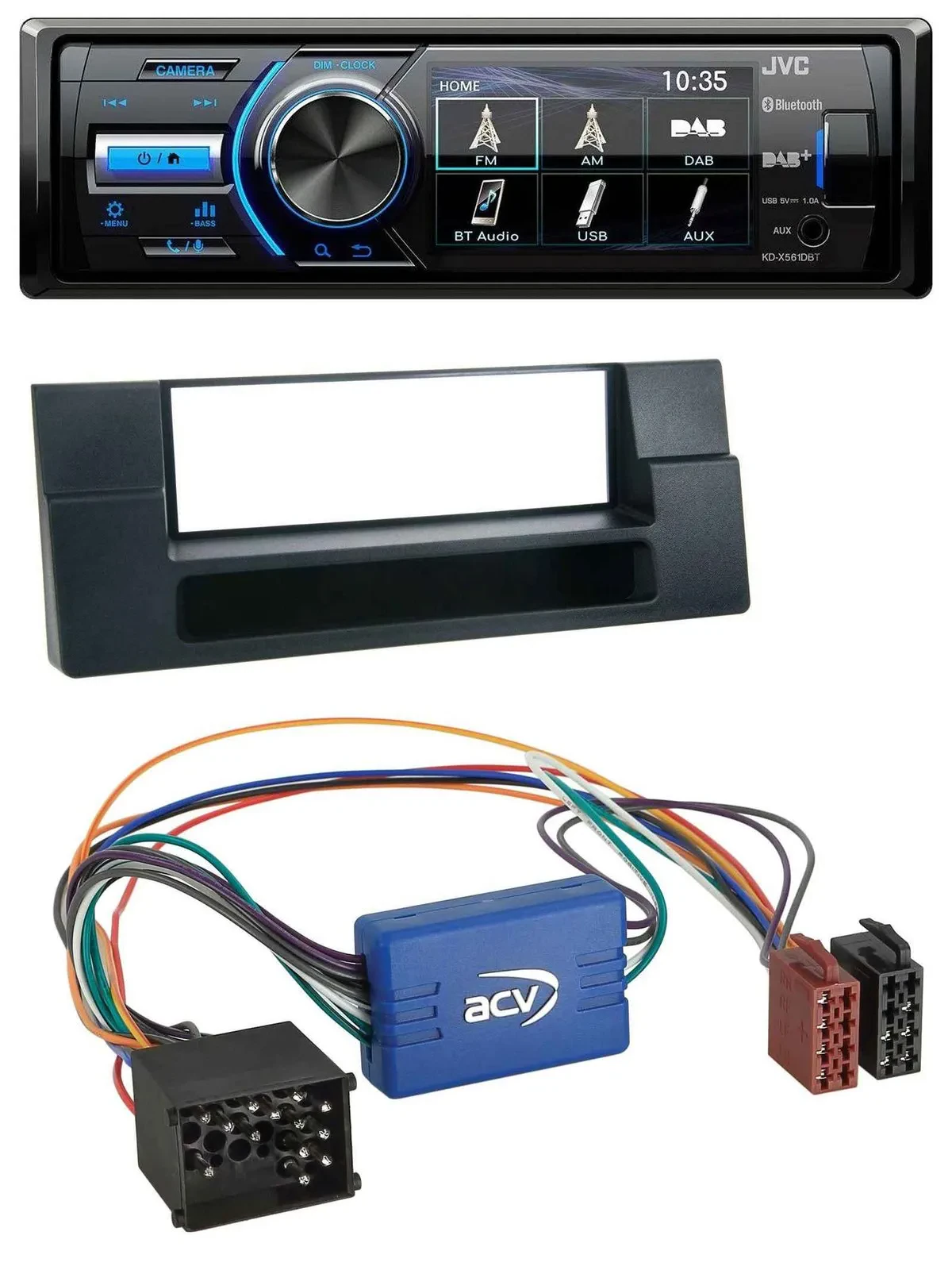 JVC Bluetooth MP3 USB DAB Autoradio für BMW 5er E39 X5 E53 Ablagefach Aktivsyste