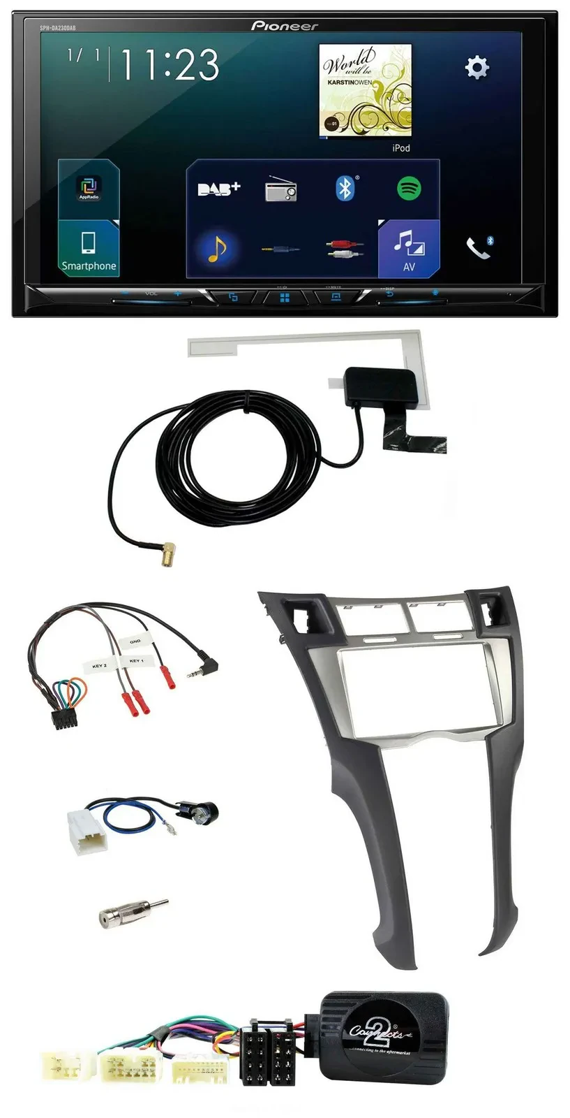 Автомагнитола для Toyota Yaris Pioneer 2DIN, DAB, USB, Bluetooth, поддержка кнопок на руле (2006–2011)