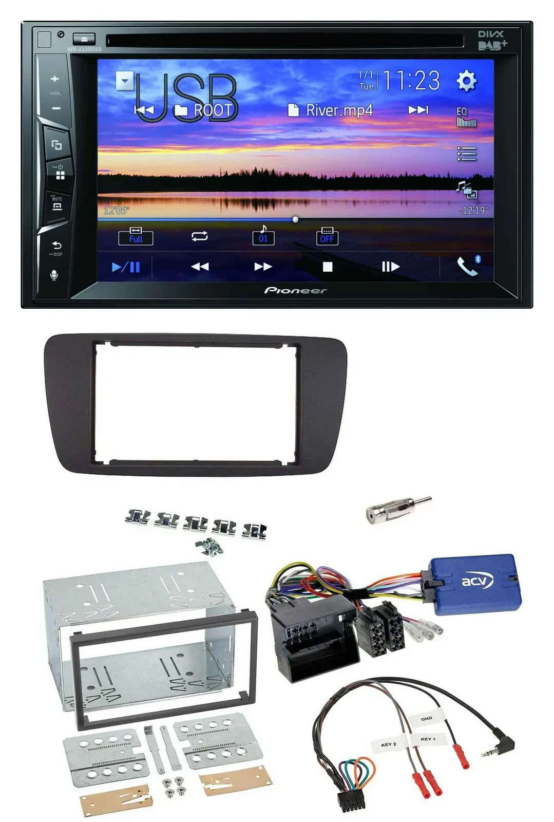Pioneer Bluetooth 2DIN USB DVD DAB Lenkrad Autoradio für Seat Ibiza ab 08 azabac