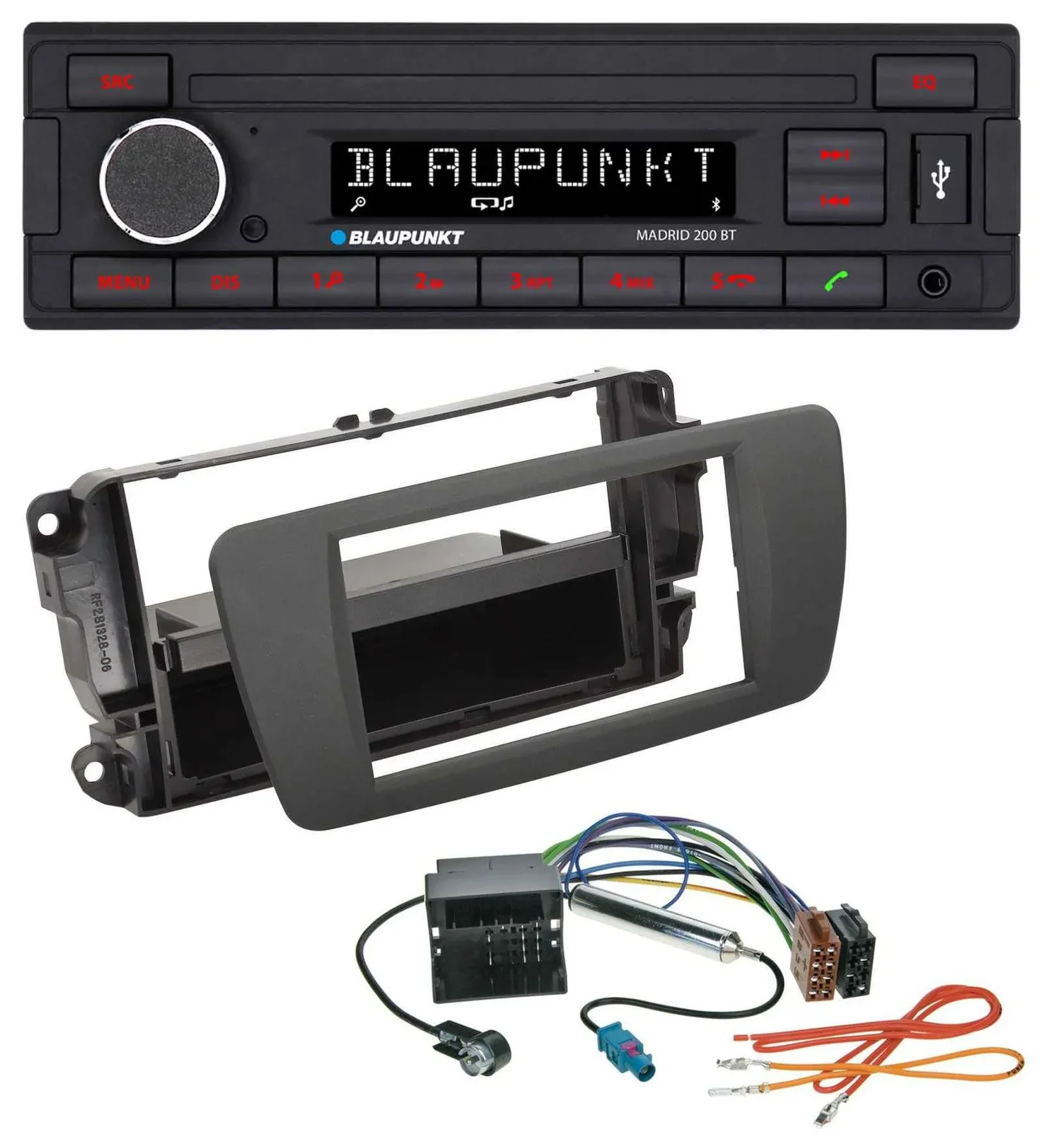 Blaupunkt USB AUX Bluetooth MP3 Autoradio für Seat Ibiza (ab 12) - tuam grey