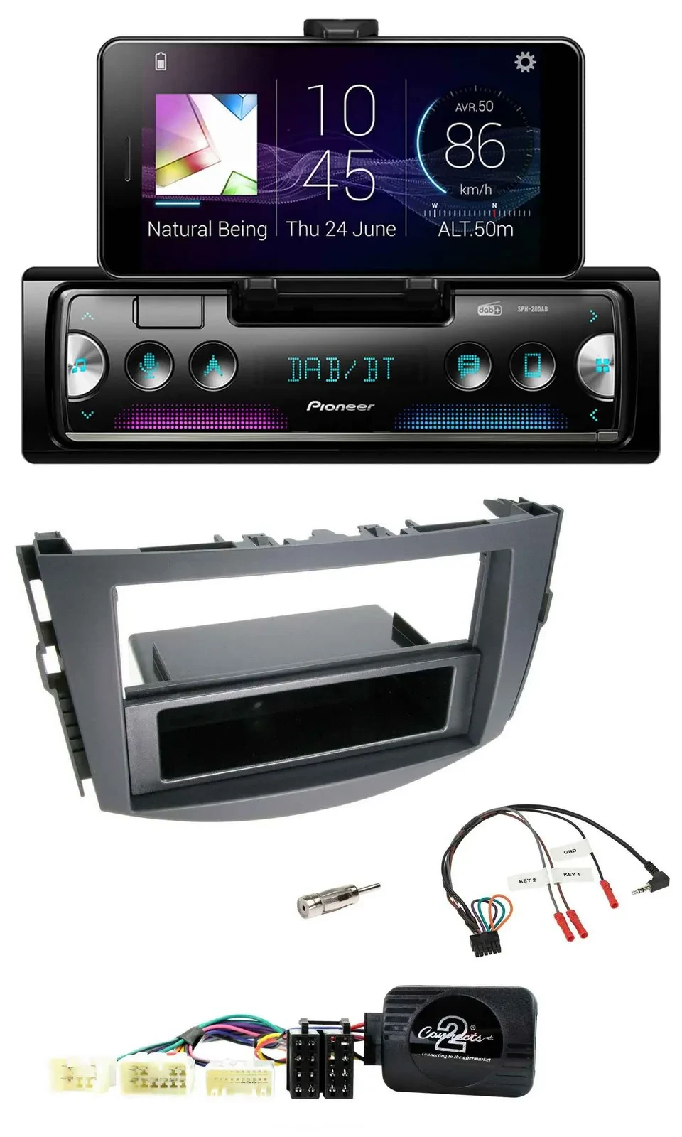 Автомагнитола для Toyota RAV4 2006–2011 Pioneer USB, Bluetooth, DAB, поддержка кнопок на руле