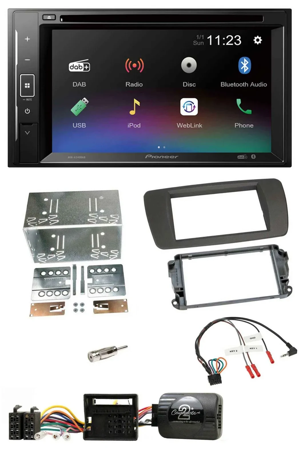 Pioneer Bluetooth Lenkrad USB 2DIN DAB DVD Autoradio für Seat Ibiza ab 08 tuam-g