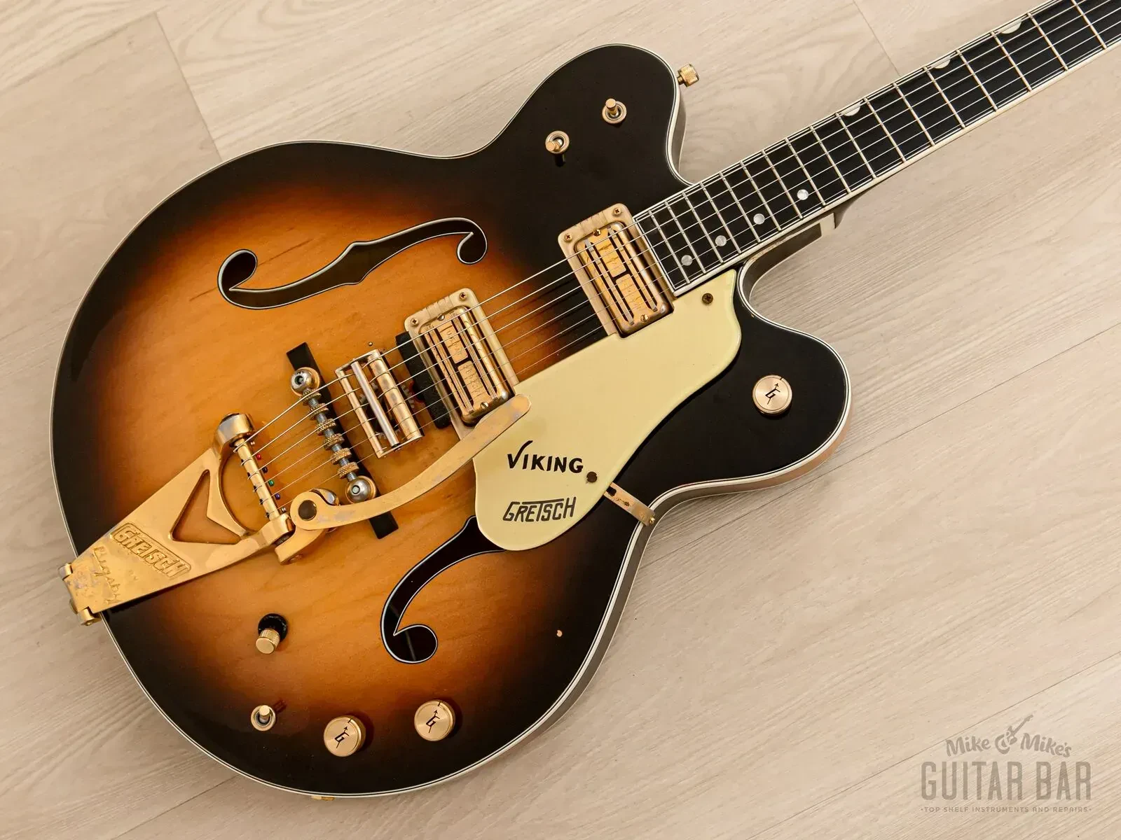 1970 Gretsch Viking 6187 Vintage Hollowbody Electric Guitar Sunburst w/ Case