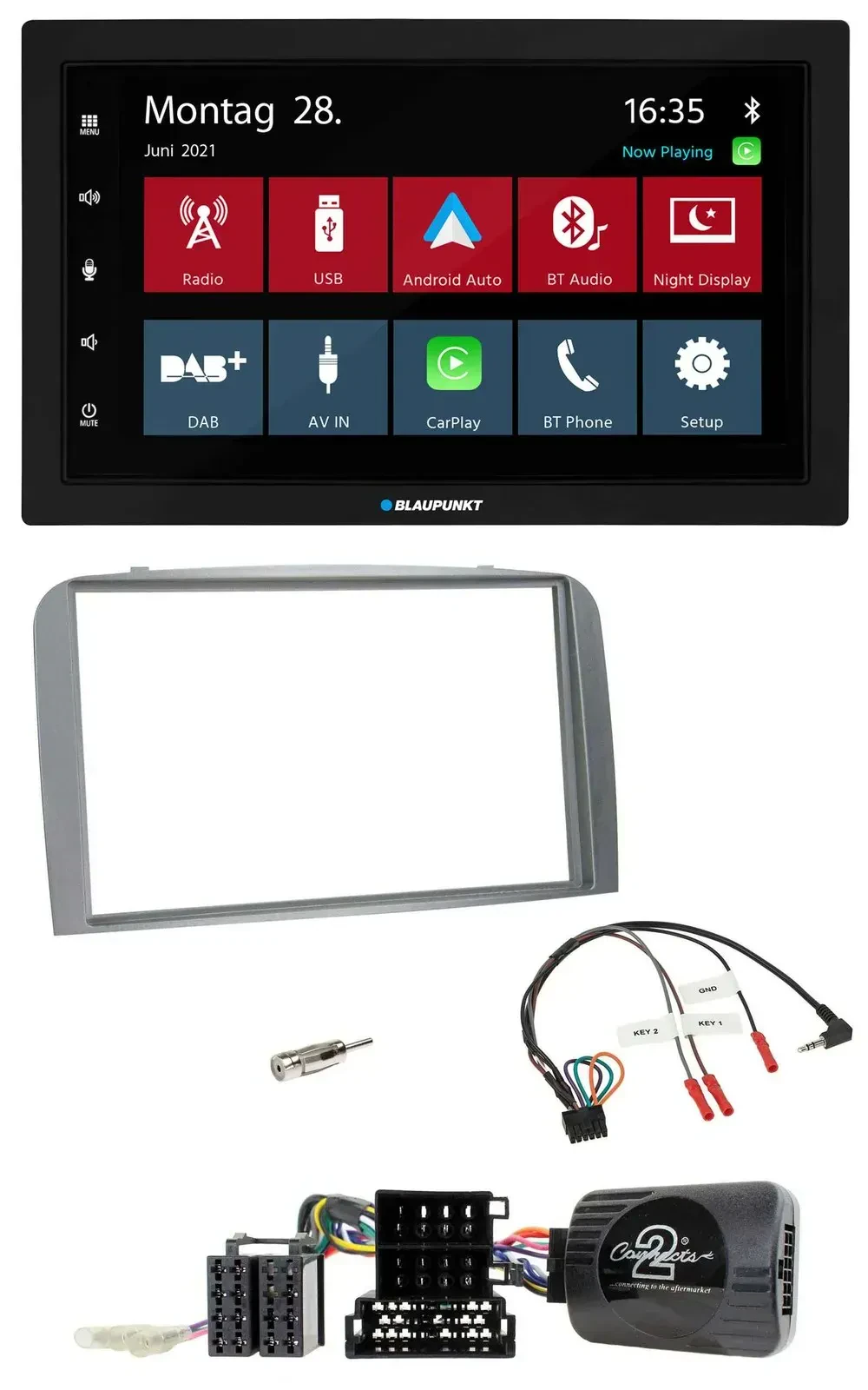 Blaupunkt Lenkrad Bluetooth DAB 2DIN USB Autoradio für Alfa Romeo 147 GT 2007-20