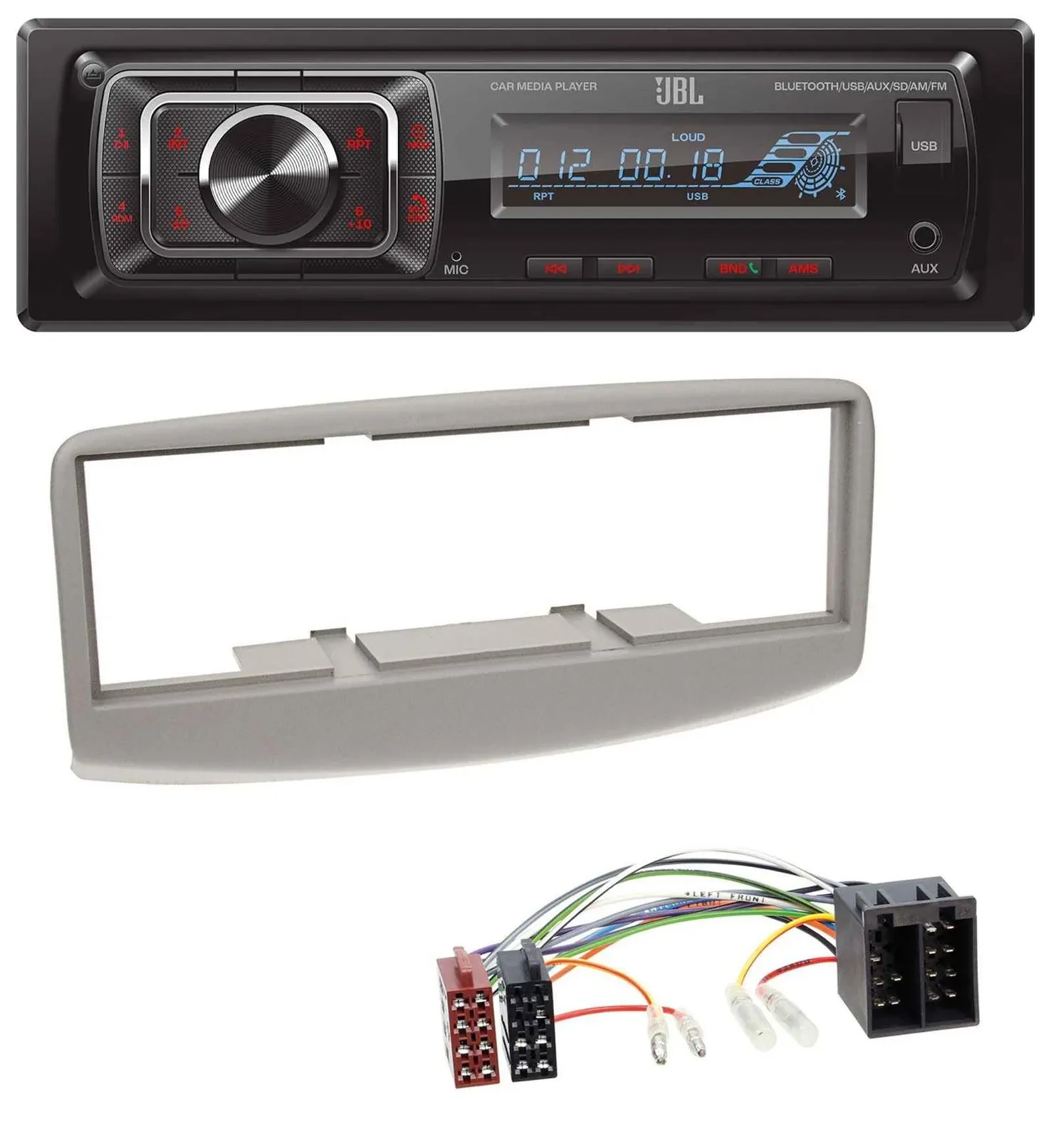 Автомагнитола для Fiat Multipla (186, 1999–2010) JBL SD/AUX/USB/Bluetooth, MP3, серый