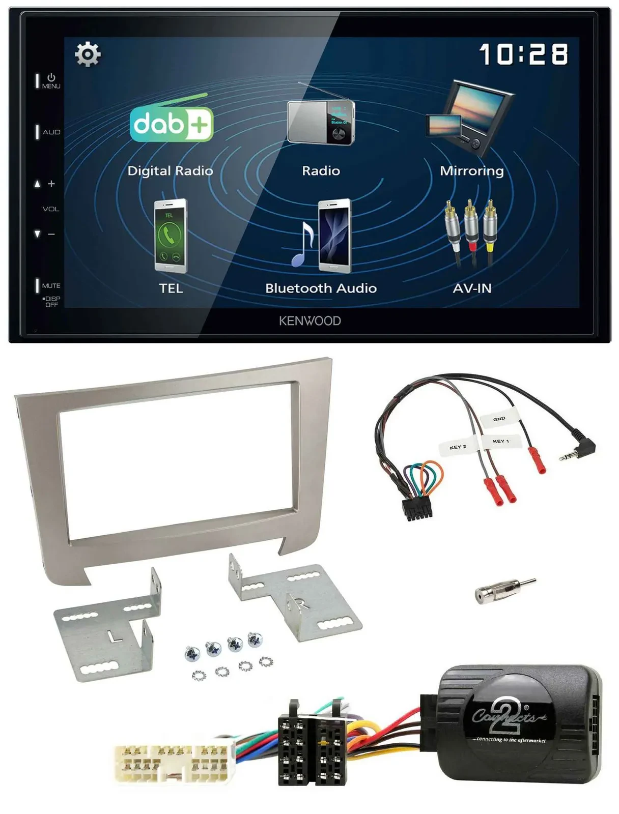 Kenwood 2DIN Bluetooth Lenkrad USB DAB Autoradio für SSangYong Rexton Telefontas