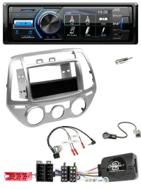 Автомагнитола JVC Bluetooth USB DAB для Hyundai i20 (2012–2014), серебристая, с поддержкой кнопок на руле