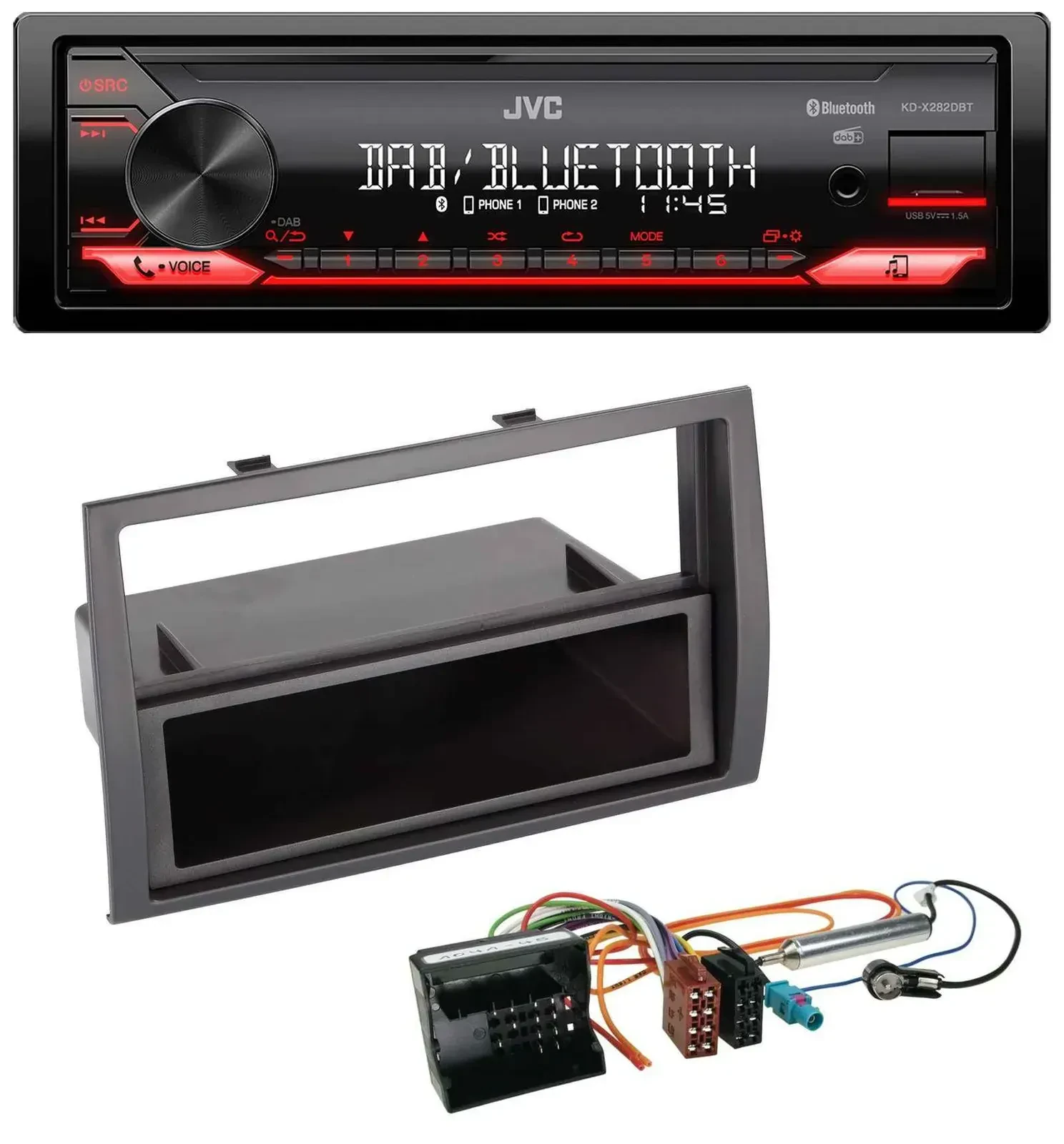 Автомагнитола JVC Bluetooth USB DAB MP3 для Citroen Jumper 2006–2011 Quadlock