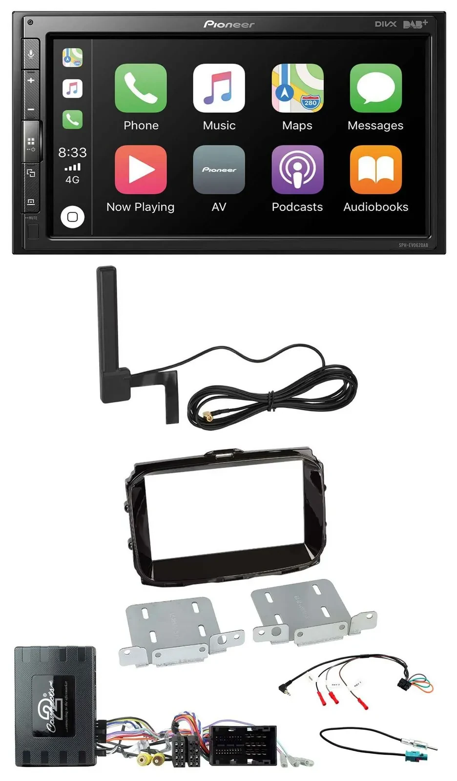 Автомагнитола для Alfa Romeo Giulietta 2014–2021 Pioneer 2 DIN, Bluetooth, DAB, USB