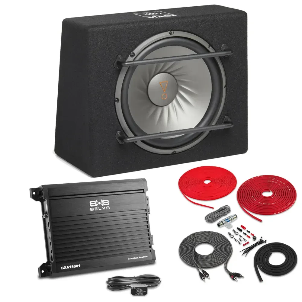 Сабвуфер пассивный для авто JBL JBLSUBST1200SAM 12", закрытый корпус (набор), с моноусилителем и комплектом 8 AWG