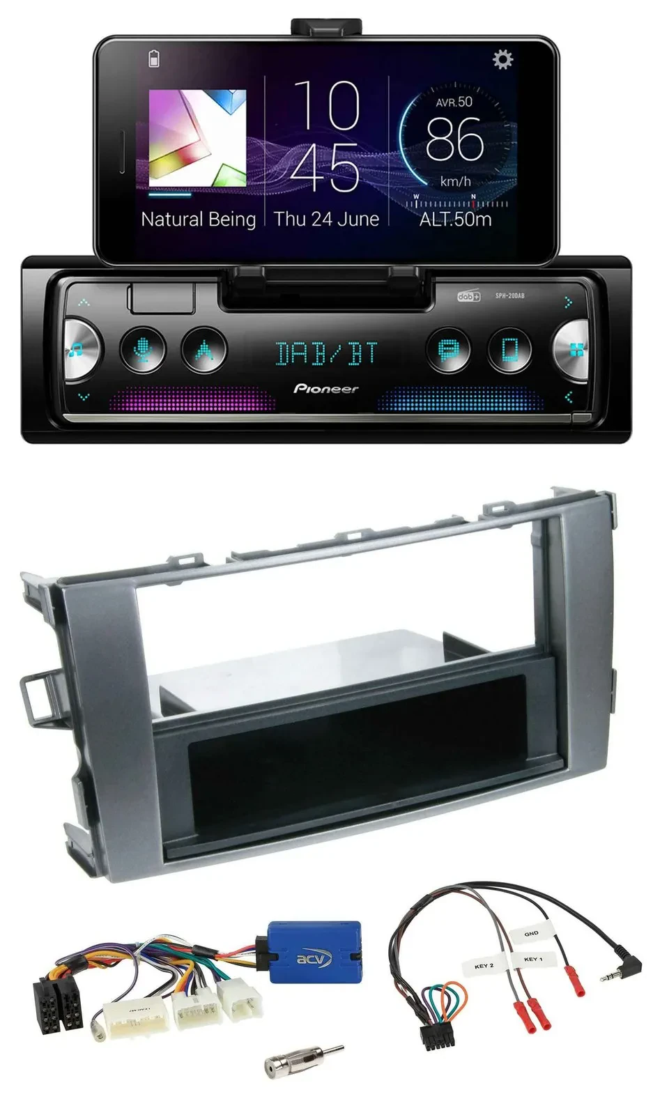Автомагнитола для Toyota Auris 2011–2012 Pioneer USB, Bluetooth, DAB, антрацит