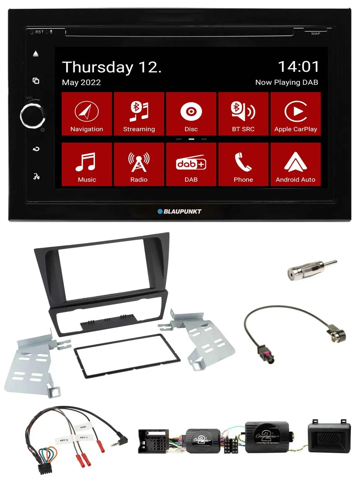 Blaupunkt 2DIN Lenkrad Bluetooth USB TMC DAB Navigation für BMW 3er E90 E91 E92