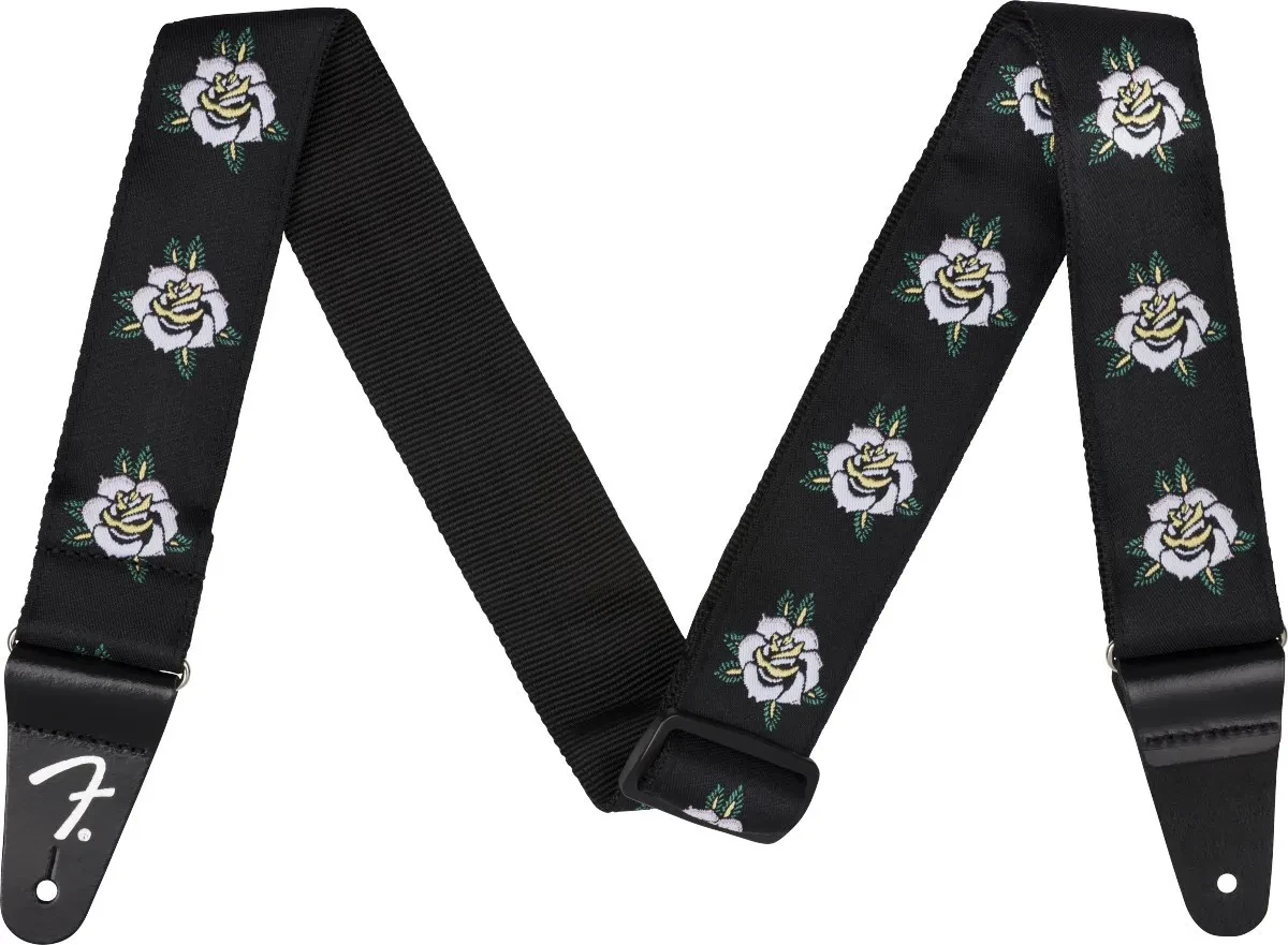 Fender Rose Woven Jacquard 2" Guitar Strap, White