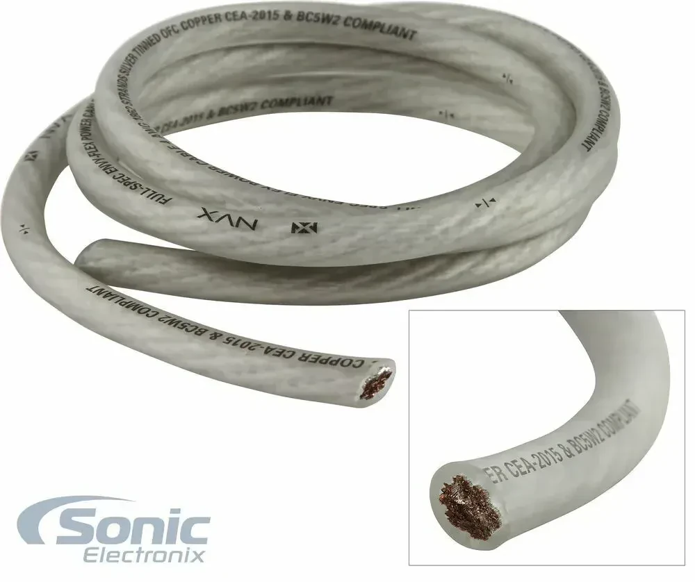 Кабель в бухте силовой NVX XW4WH5 4 AWG, 5 ft, белый, OFC