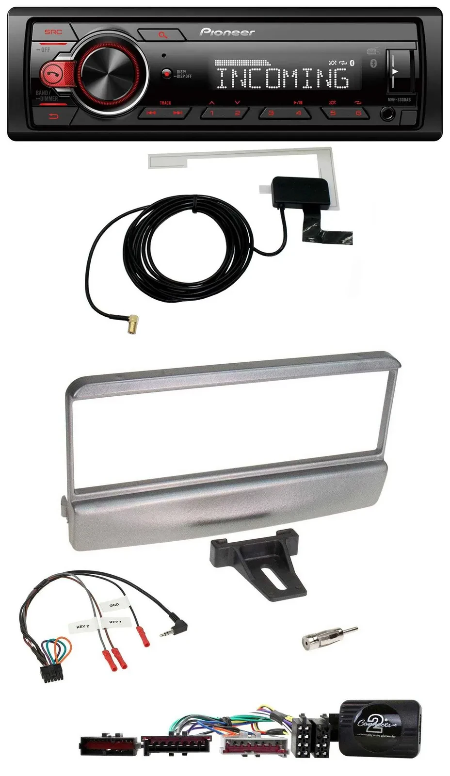 Автомагнитола Pioneer DAB, Bluetooth, USB для Ford Escort/Focus, серебристая