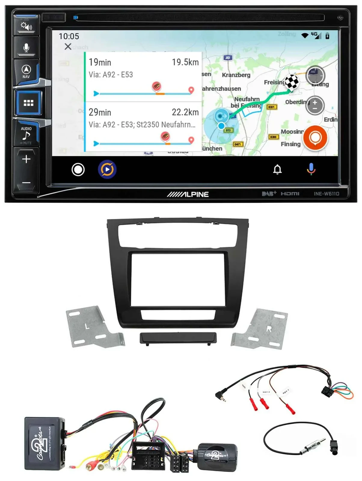 Alpine Bluetooth TMC USB DAB 2DIN Lenkrad Navigation für BMW 1er Aktiv aut. Klim